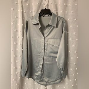 Satin button up shirt